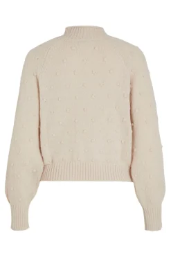 Vila Jersey con perlas de punto Beige Clearance