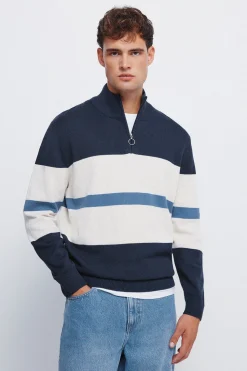 Springfield Jersey cremallera bloque color azul Online