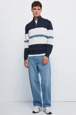 Springfield Jersey cremallera bloque color azul Online