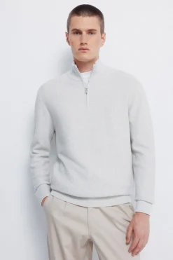 Springfield Jersey cremallera liso gris New