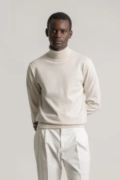 PuroEGO Jersey cuello alto algodón Marfil Online