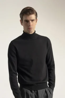 PuroEGO Jersey cuello alto algodón Negro Clearance