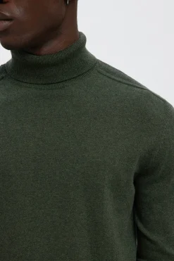 Selected Jersey cuello alto algodón orgánico Verde oscuro Hot