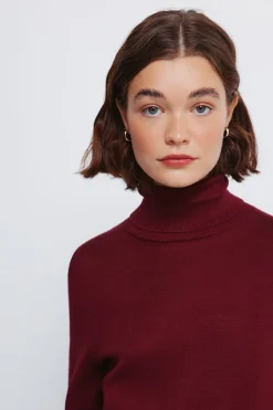 Springfield Jersey cuello alto botones puños burdeos Outlet