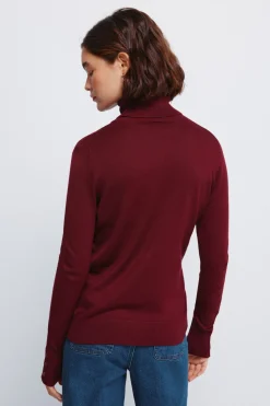 Springfield Jersey cuello alto botones puños burdeos Outlet