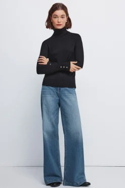 Springfield Jersey cuello alto botones puños negro Online