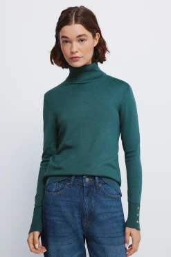 Springfield Jersey cuello alto botones puños verde Online