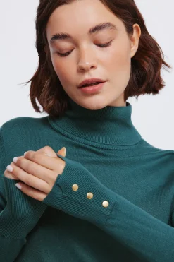 Springfield Jersey cuello alto botones puños verde Online