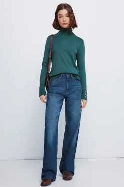 Springfield Jersey cuello alto botones puños verde Online