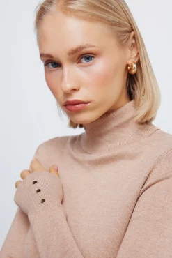 Springfield Jersey cuello alto botones puños nude Discount