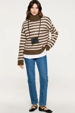 Selected Jersey cuello alto lana y alpaca Marr&oacute;n New