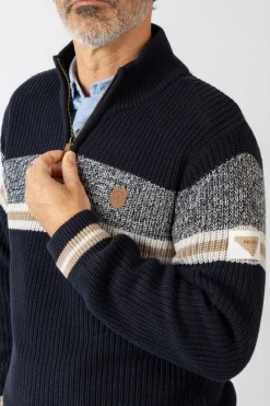 Privata Jersey cuello alzado cremallera Azul marino Discount