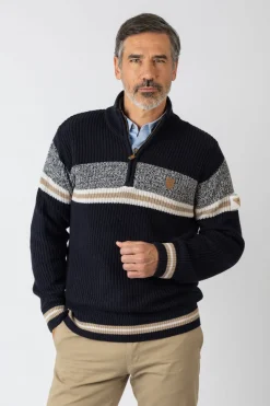 Privata Jersey cuello alzado cremallera Azul marino Discount