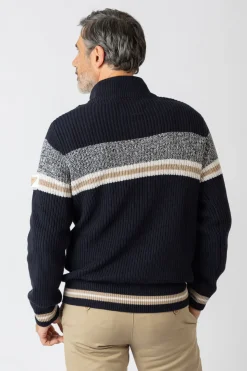 Privata Jersey cuello alzado cremallera Azul marino Discount