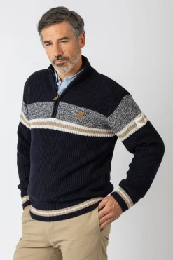 Privata Jersey cuello alzado cremallera Azul marino Discount