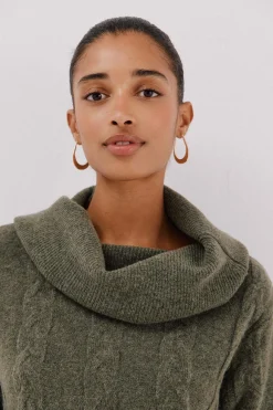 Cortefiel Jersey cuello amplio Kaki Clearance