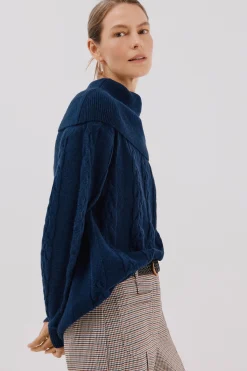 Cortefiel Jersey cuello amplio Azul marino Discount