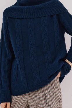 Cortefiel Jersey cuello amplio Azul marino Discount