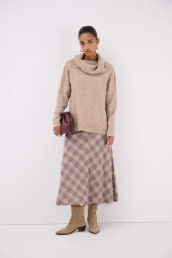 Cortefiel Jersey cuello amplio Beige Hot