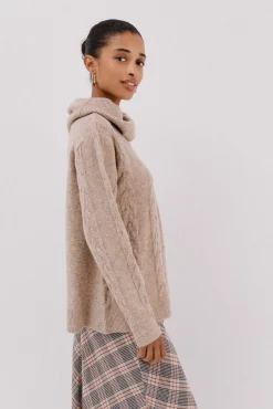 Cortefiel Jersey cuello amplio Beige Hot