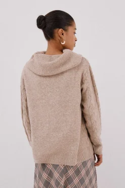 Cortefiel Jersey cuello amplio Beige Hot