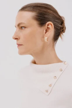 Cortefiel Jersey cuello botones Marfil Sale