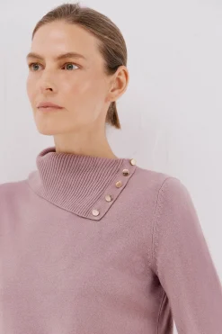 Cortefiel Jersey cuello botones Lila Discount