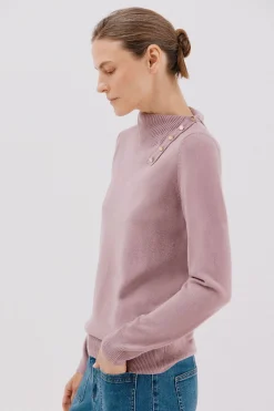 Cortefiel Jersey cuello botones Lila Discount