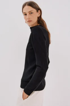 Cortefiel Jersey cuello botones Negro Clearance