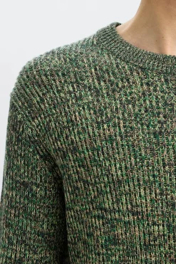 Selected Jersey cuello caja 100% algodón orgánico Verde Discount