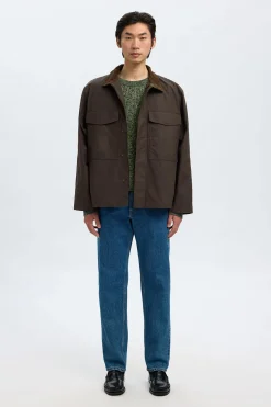 Selected Jersey cuello caja 100% algodón orgánico Verde Discount