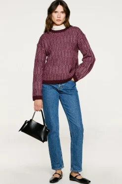 Selected Jersey cuello caja alpaca y lana Morado Discount