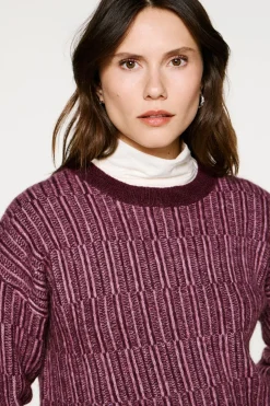 Selected Jersey cuello caja alpaca y lana Morado Discount