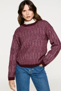 Selected Jersey cuello caja alpaca y lana Morado Discount