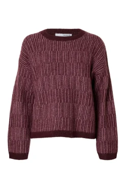 Selected Jersey cuello caja alpaca y lana Morado Discount