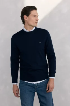 Pedro del Hierro Jersey cuello caja lana merino y cashmere Azul Discount