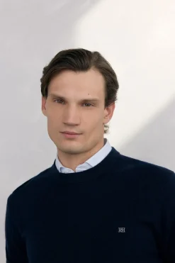 Pedro del Hierro Jersey cuello caja lana merino y cashmere Azul Discount