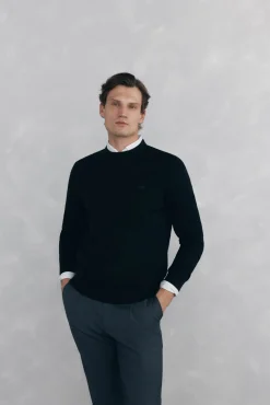 Pedro del Hierro Jersey cuello caja lana merino y cashmere Negro Clearance
