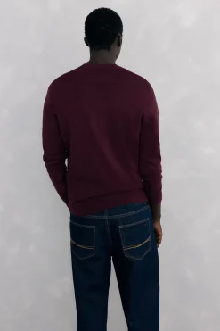 Pedro del Hierro Jersey cuello caja lana merino y cashmere Burdeos Outlet