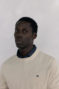 Pedro del Hierro Jersey cuello caja lana merino y cashmere Beige Discount