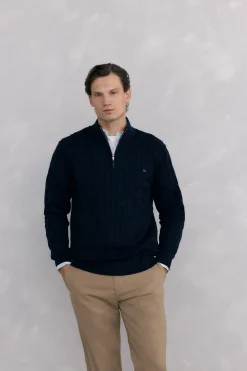 Pedro del Hierro Jersey cuello camionero Azul Sale
