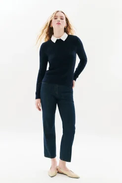 Caroll Jersey cuello camisa Azul marino Discount