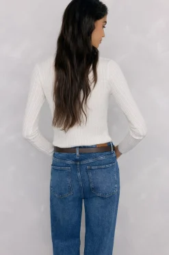 Pedro del Hierro Jersey cuello cisne básico ochitos Crudo