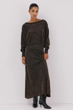 Cortefiel Jersey cuello drapeado. Dorado Best