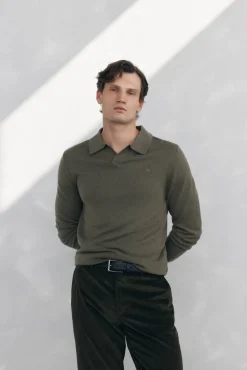 Pedro del Hierro Jersey cuello johny lana merino y cashmere Verde Outlet