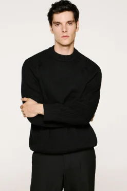 Selected Jersey cuello mock 100% algodón orgánico. Negro Online