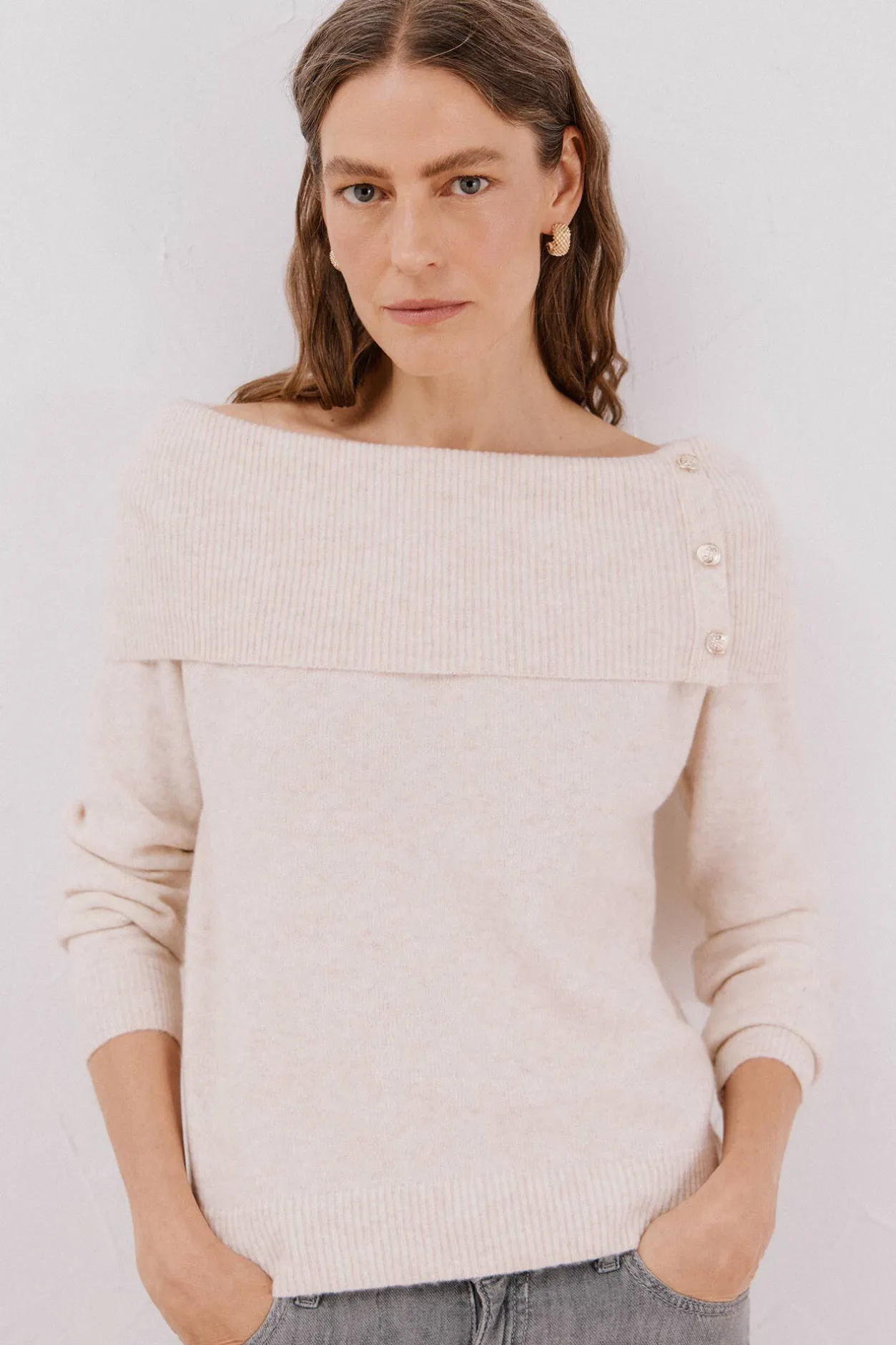 Cortefiel Jersey cuello multiposición Marfil Best