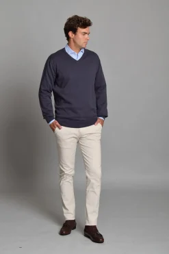 Cloking Jersey Cuello Pico Azul marino Clearance