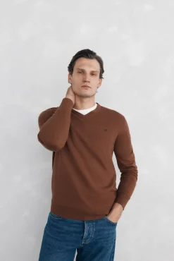 Pedro del Hierro Jersey cuello pico Marr&oacute;n New