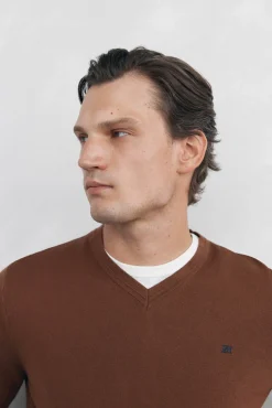 Pedro del Hierro Jersey cuello pico Marr&oacute;n New